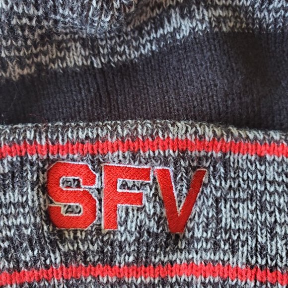 Richardson SFV Cuffed Pom Top Beanie OSFM Heather Grey Red - Picture 3 of 5